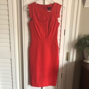 J.Crew coral asymmetrical neckline dress, 000